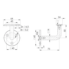 Korlátrúdtartó Íves Inox Szálcsiszolt U.