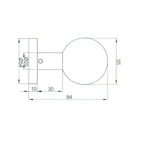 Játszóajtógomb Fix Kerek 55mm R.M. Lk 9166 