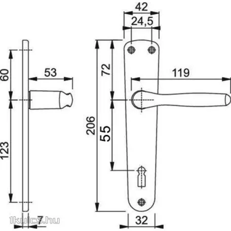 HOPPE Kilincs Garn. 55 Cly Milano F1