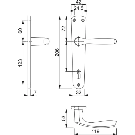 HOPPE Kilincs Garn. 55 Kly Milanó F4