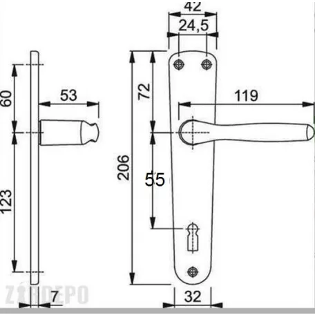 HOPPE Kilincs Garn. 55 Kly Milanó F4