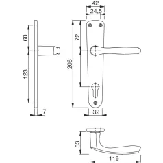 HOPPE Kilincs Garn. 55 Cly Milanó F4