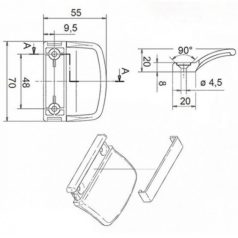 Erkélyajtó behúzó 74*48mm műanyag antracit