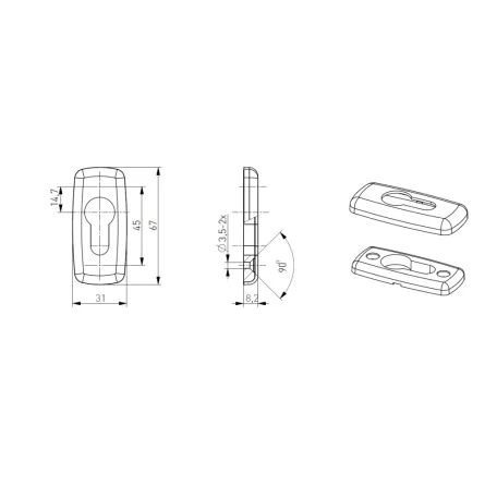 Cilinder Rozetta Fém Ajtóhoz Darab Ár Merkury Antracit