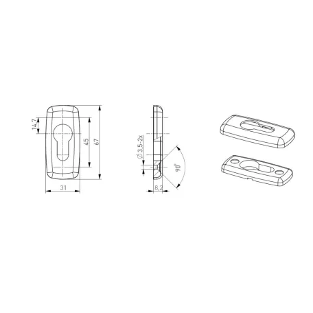 Cilinder Rozetta Fém Ajtóhoz Darab Ár Merkury Fehér Ral9016
