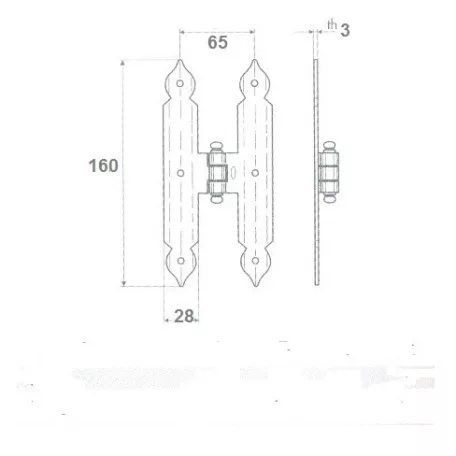OMAD Zsalu Szárnypánt "H" Fix 16 cm Fekete 1330/16