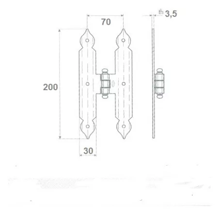 OMAD Zsalu Szárnypánt "H" Fix 20 cm Fekete 1330/20