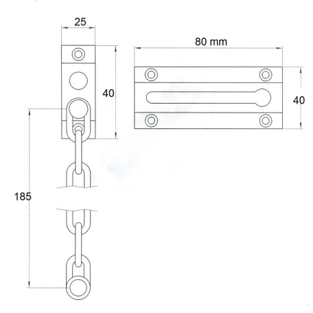 Ajtóbiztositó Lánc Rezezett Csavarral Imp.Cx601,Wl-373