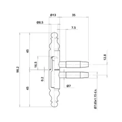 Ablakpánt Becsav. 13mm Diszes Barna 905/13 Ac