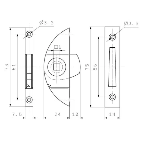 Ablaknyelv Bevéső Natúr Q6mm 3215