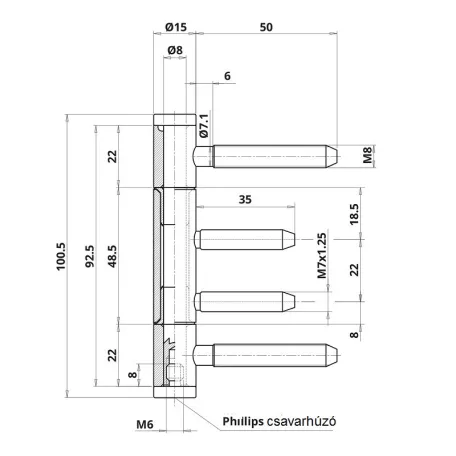OTLAV Táskapánt Nikkel 15 mm 4 Csap 335/15 Fás