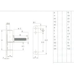 STATIKUS AJTÓPÁNT 15 MM SIMA.T. F.HORG LF15WZ.RÖGZ.