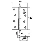 AMIG Ajtópánt 120X80X3 mm Jobb /Dcha/ Réz1007