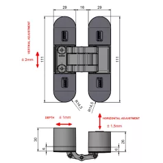 Rejtett Pánt Univerz. mm Ezüst 2 db/Cs Tkz Esprit Plus