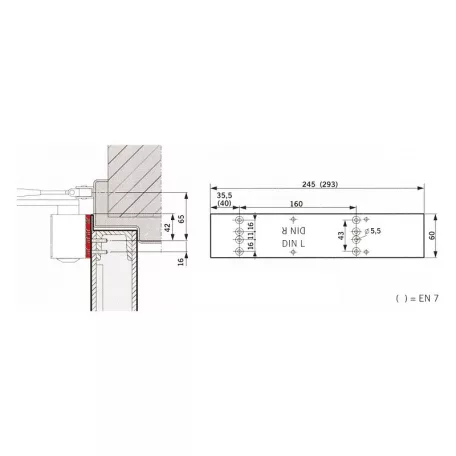 DORMA-KABA Szerelőlap Ts83 En3-6 Ezüst 38000101