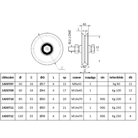 TOLÓKAPU CSIGA 50 MM 401.50/V OLASZ
