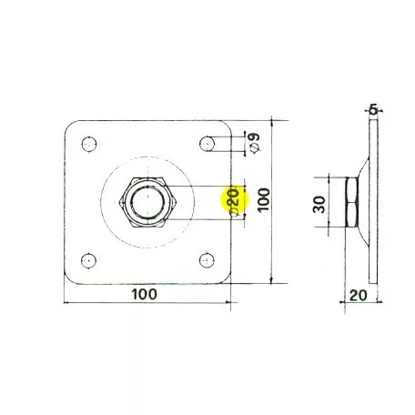 IBFM Talplemez M16 Forgásponthoz 80*80 mm 480016, Jj,
