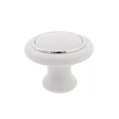 Bútorgomb Pille Műanyag /M504D/ Fehér Ezüst.Cs.