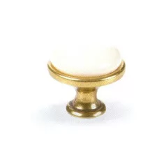 Bútorgomb Porcelán Fehér/Óréz Gipa 30mm 309013
