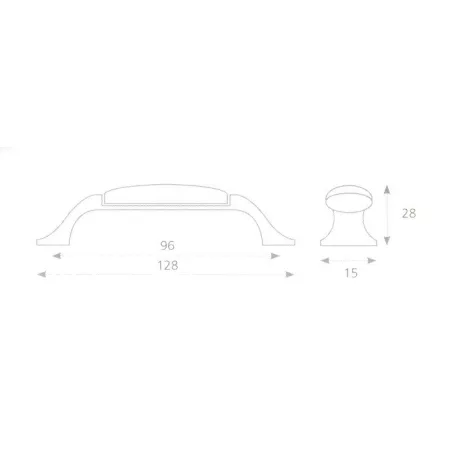 Bútorfogantyú Porcelán Fehér/Óréz Gipa 96mm 309009