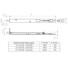 Ajtótolózár Bizt. 3170/60 2/2 60/30 cm 30mm