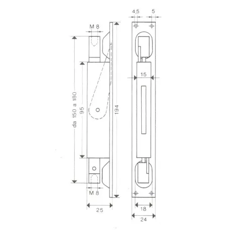 IBFM Ajtótolózár Sülly.Kétirányú 24 mm Horg. 422 Tip