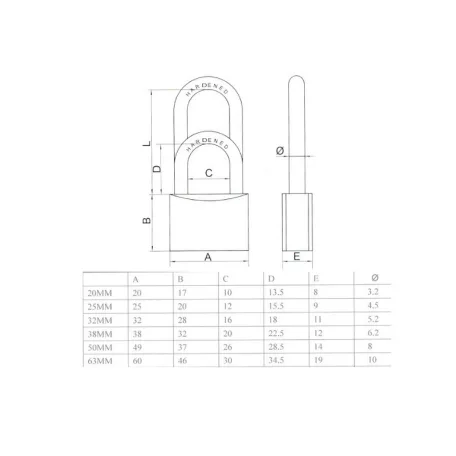 TRI-RHOMB Lakat 38 mm 264 Réz Azonos Zár 264-38