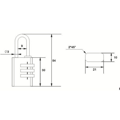 LAKAT RÉZ 3 SZÁMKOMB. 20MM CL213,B5200 BUNDCITY, 52-3A
