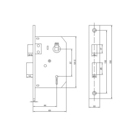 BEVÉSŐ ZÁR +KILINCS GARNITÚRAGRÁCIA 56-2A 910/45/260
