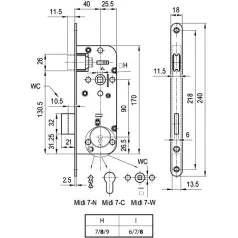 ELZETT Bevésőzár 7Cm 40/90 1K Magnet Midi 7-N Inox