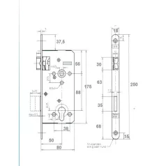   DORMA-KABA Cil.Bevéső Zártest 8Cm 88 mm Váltós 121.Wz.R.50.88