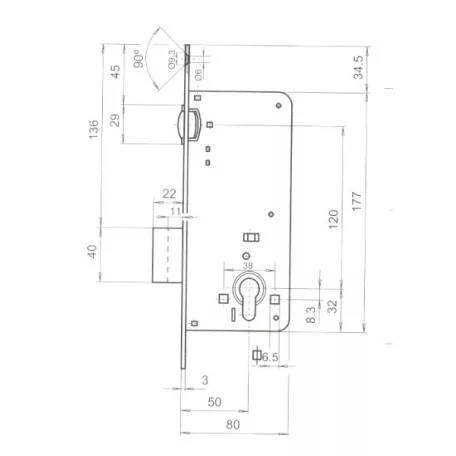 TITAN Cil.Bevéső Zártest 8 cm Görgős 50 mm 811
