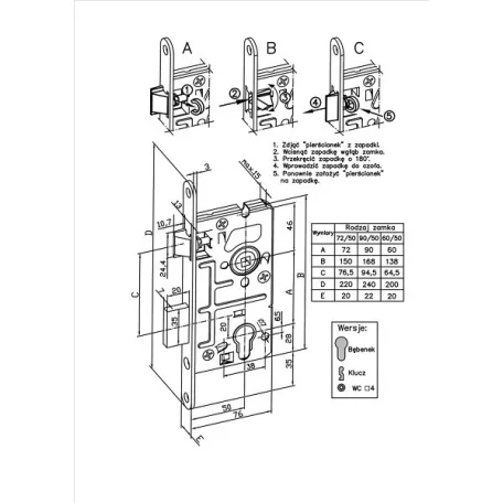 ELZETT Cil.Bevéső Zártest 50/72mm Zamek Mp Univ Xm10328160100