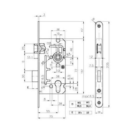 BEVÉSŐZÁR CILINDERES 55/72MM FÉM.CS No110 PZ BAL