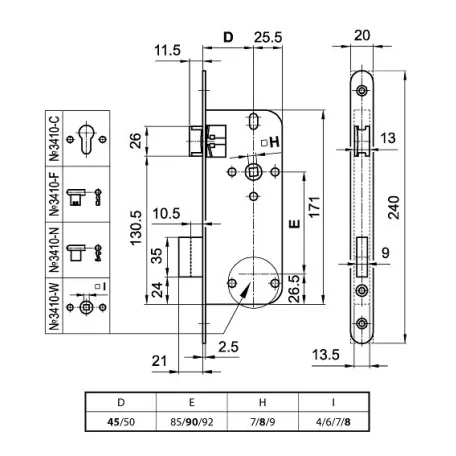 ELZETT Wc Zár Bevéső 7 Cm (Dose) 45/90 3410-W