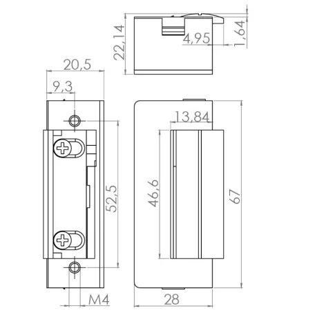DORCAS Elektromos Zár Test 12V Ac/Dc 54-Nf