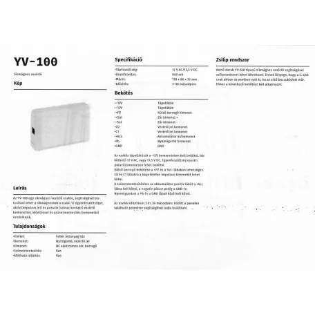 Síkmágnes Vezérlő Elektronika 12Vac/13Vd Yv-100