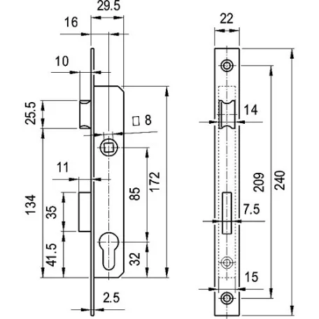 ELZETT Portálzár 3Cm Zárb.Nélkül Doboz 3398/27 Test