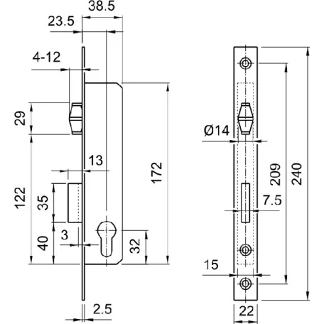 ELZETT Portálzár Görgős 4Cm 3390/25