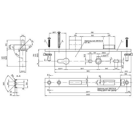 SCHÜCO Portálzár 35/92 mm U-Előlap 279496