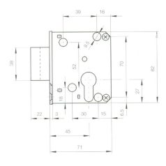 RETESZZÁR BEVÉSŐ 45MM CILIND. ELŐL.NÉLK TITÁN 777/8