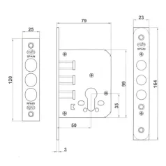 AMIG Reteszzár Bev.Cil.Zár.3Csap.Szat.Nik.Ker 103-50