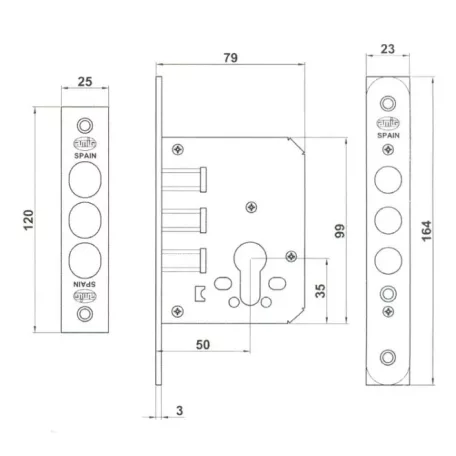 AMIG Reteszzár Bev.Cil.Zár.3Csap.Szat.Nik.Ker 103-50