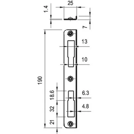 ELZETT Zárólemez 3410 Visszacsípett Kerek 7 mm