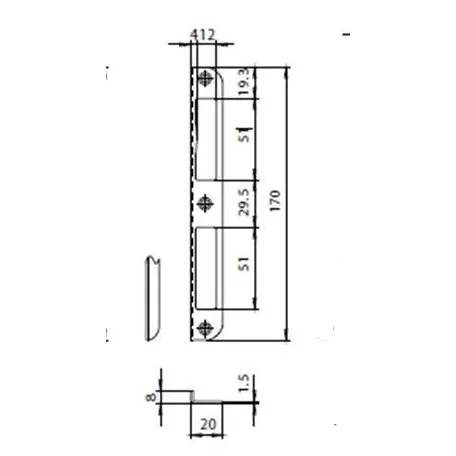 TITÁN Zárólemez Visszacsípett Inox !!