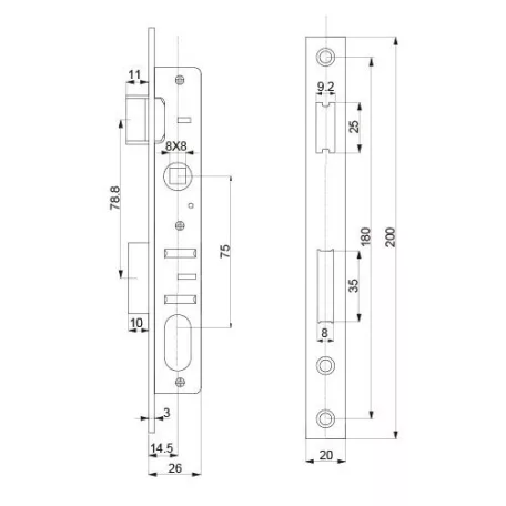 ANBO Portálzár 3 Cm + Ovál Betét 27/27 mm 1203