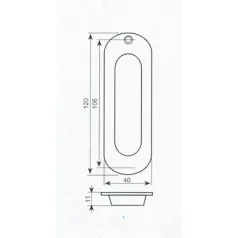 Tolóajtókagyló Ovális 120*40mm R.M. Fh204