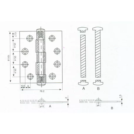 Ajtózsanér 100*75*2 mm R.M. Sima Sh1002