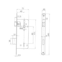 ANBO Bevésőzár Biz.7Cm-Es 2K.Azon./23R Kerek 410