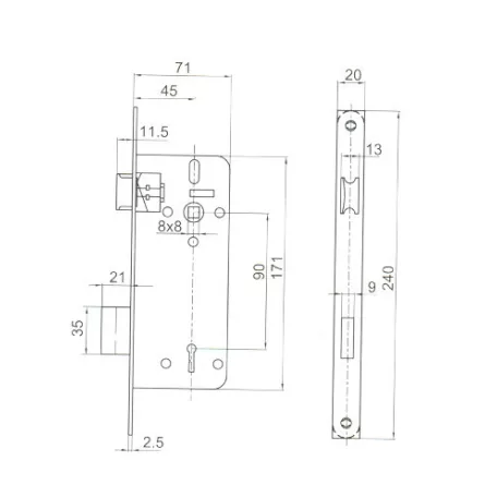 ANBO Bevésőzár Biz.7Cm-Es 2K.Azon./23R Kerek 410